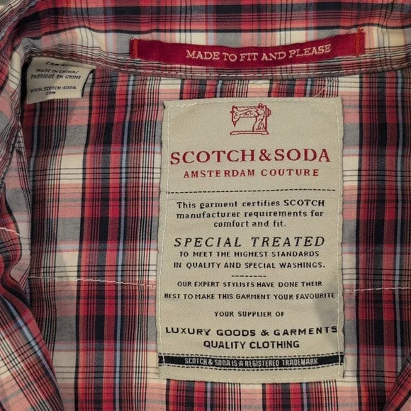 Scotch & Soda Men's Medium Western Long Sleeve Snap Button Down Plaid Shirt - Picture 2 of 16